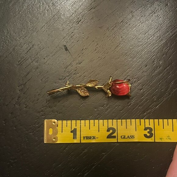 Vintage Gold Tone Pink and Red Rose Brooch Tancer II - Picture 5 of 6
